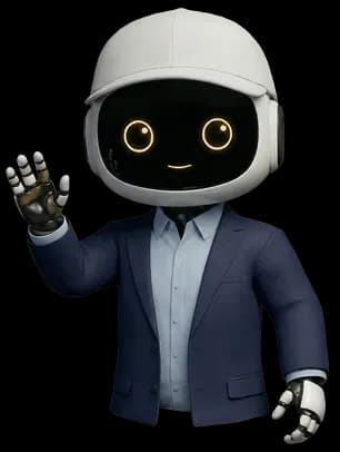 An intelligent robot wearing a professional business suit, smiling and waving to welcome visitors in Australia.