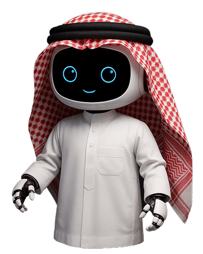 Mazaya Integrated Solutions robot wearing the thobe, ghutra, and agal.