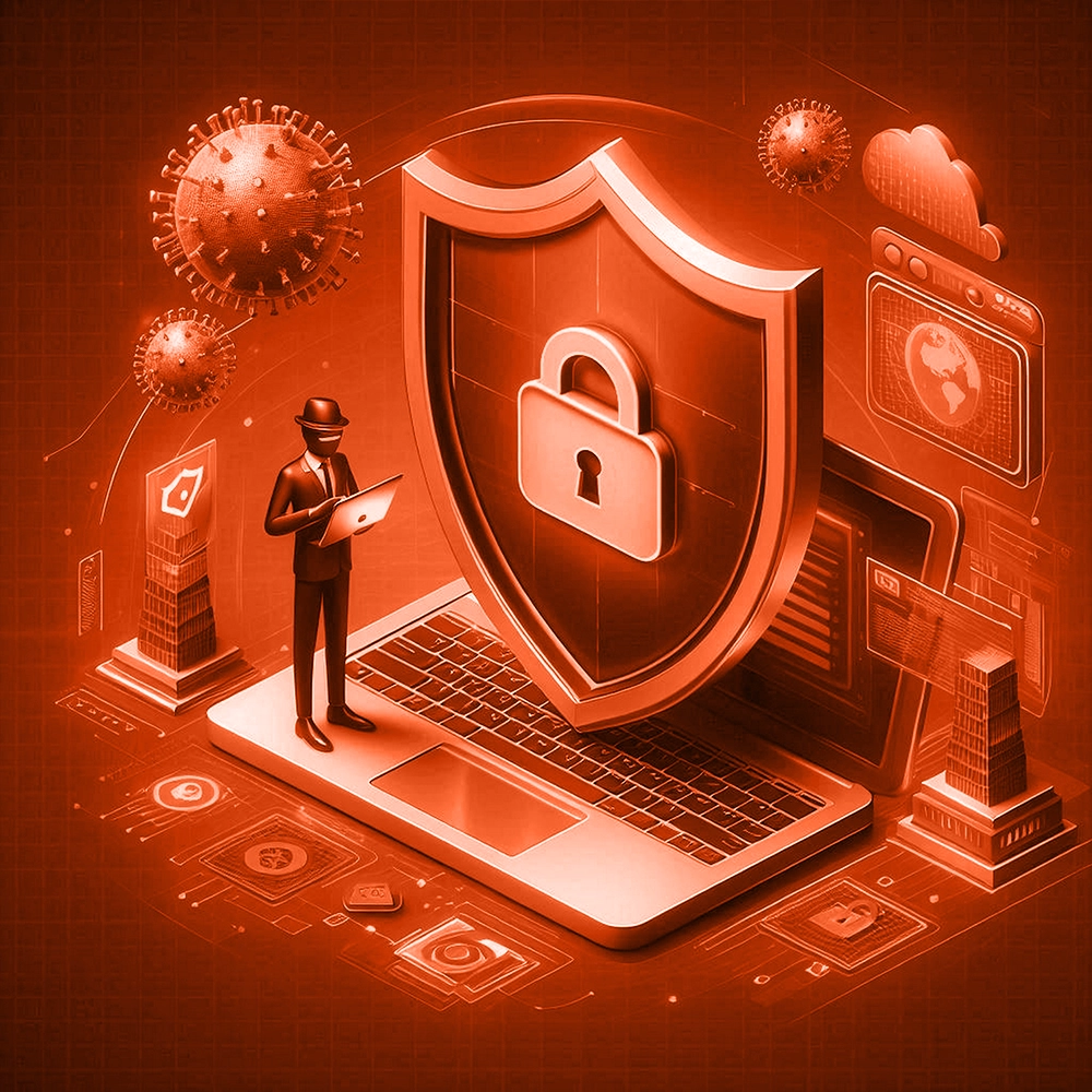 Cyber security company laptop icon for endpoint security and data protection.